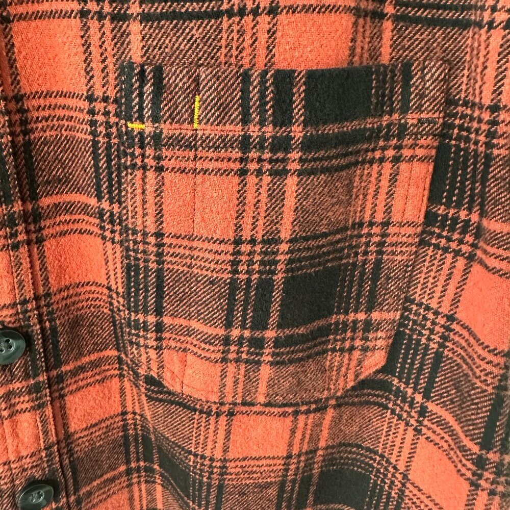 Orange & Black Brahma Medium Flannel Shirt  100% Cotton - Picture 10 of 12